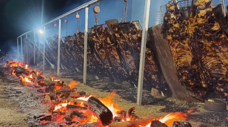 Asado gratis. Se encienden los fogones para asar las 10 vaquillonas y celebrar los 157 años de Gral. Alvear Asado gratis. Se encienden los fogones para asar las 10 vaquillonas y celebrar los 157 años de Gral. Alvear
